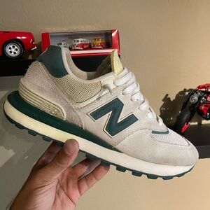 New Balance 574  Legacy White and Green Sneakers